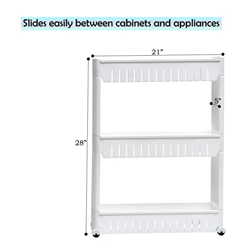 28" Slim Slide Out Storage Tower for Laundry, Bathroom - Image 3