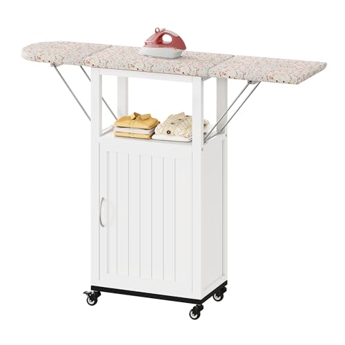 Rolling Ironing Board with Storage Cabinet, Folding Ironing Board - Image 2