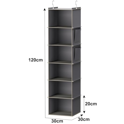 Hanging Closet Organizer and Storage, 6-Shelf, Grey - Image 4
