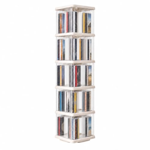 Heavy Duty 5-Tier Rotating Media Tower Rack for CDs DVDs Books - Image 2