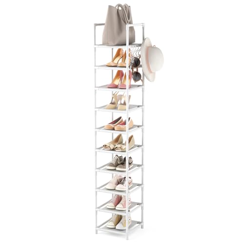 LANTEFUL Tall Narrow Shoe Rack 10-Tier Skinny Shoe Shelf Storage - Image 2
