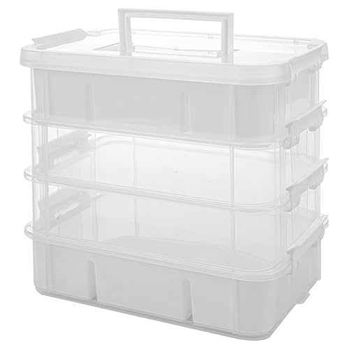 Craft Organizer, 4 Tier Storage Box with Removable Trays, White - Image 2