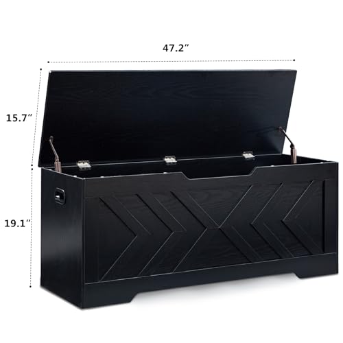 47.2” Storage Bench,Extra Large Wooden Storage Chest - Image 4