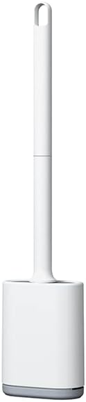 Flexible Silicone Toilet Brush with Holder Set, Non-Scratch Bristles, Slip-Resistant Extended Plastic Handle, Rapid Drying Wall-Mounted Storage, Efficient Toilet Cleaner (White)