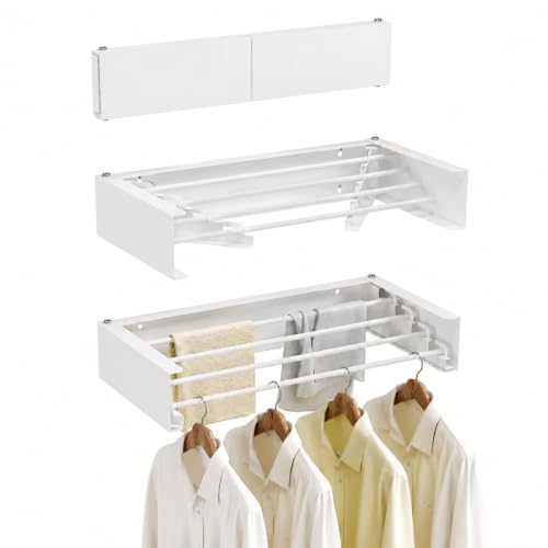 Wall Mounted Clothes Drying Rack,White 19.7" - Image 2