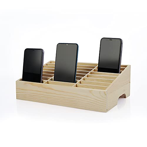 24-Grid Wooden Cell Phone Holder Desktop Organizer - Image 2