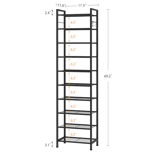 usikey 10 Tiers Narrow Shoe Rack 20-30 Pairs, Sturdy Metal - Image 4