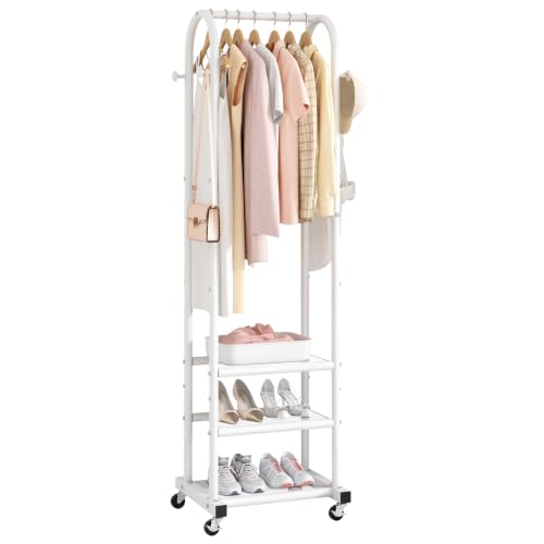 Portable Clothes Rack with Wheels, Space Saving Metal Clothing - Image 2