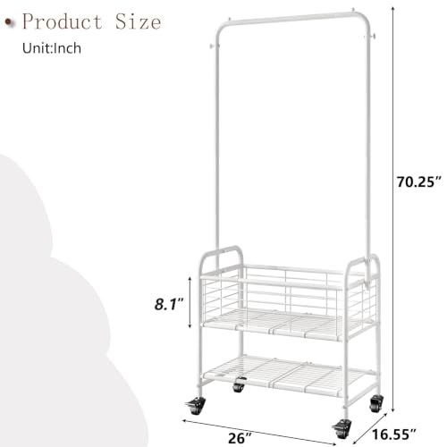 SUOERNUO Laundry Cart with Basket Hanging Rack Sorter - Image 4