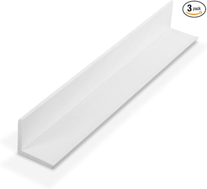 Outwater Plastics 1936-Wh White 1 X 1 X 7/64 (.100) Inch Thick Styrene Plastic Even Leg Angle Moulding 48 Inch Lengths (Pack of 3)