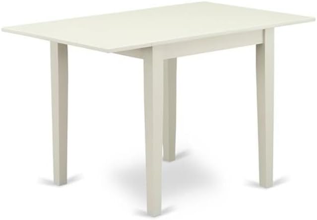 East West Furniture 1NDAB5-LWH-02 5 Piece Modern Dining Table Set Includes a Rectangle Wooden Table with Dropleaf and 4 Light Beige Linen Fabric Upholstered Chairs, 30x48 Inch, Linen White