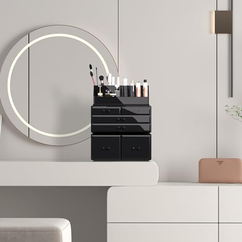 READAEER Makeup Organizer 3 Pieces Cosmetic Storage Case with 6 - Image 5