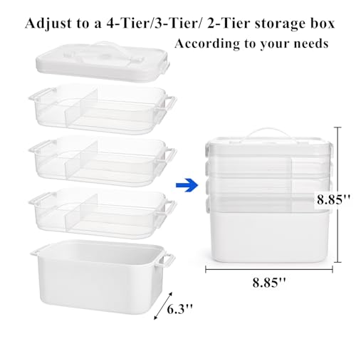 Tebery 4 Tier Plastic Craft Storage Organizer, Clear - Image 3