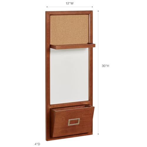 Orvis Wooden Wall Organizer with Dry Erase Board Natural Cherry - Image 4