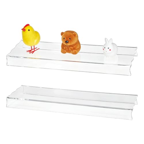 NBEADS 4 Pcs Acrylic Shelf Riser,12x3.9x1 inch Clear Display - Image 2