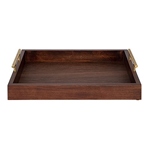 Kate and Laurel Lipton Decorative Wooden Tray with Metal Gold - Image 3