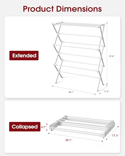Foldable 3-Tier Clothes Drying Rack 37.4" H with Non-Slip Feet - Image 3