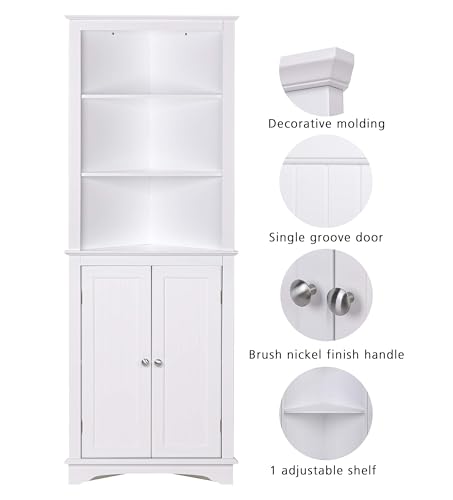 Spirich Tall Corner Bathroom Cabinet with Doors - Image 5
