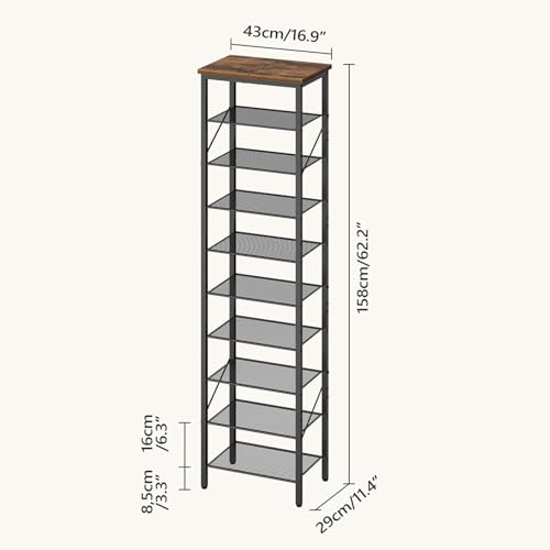 MAHANCRIS 10 Tier Narrow Shoe Rack Organizer, Tall Slim - Image 4