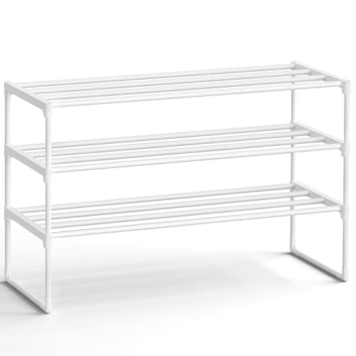 SONGMICS Shoe Rack, 3-Tier Shoe Organizer, Metal Storage Shelf - Image 2