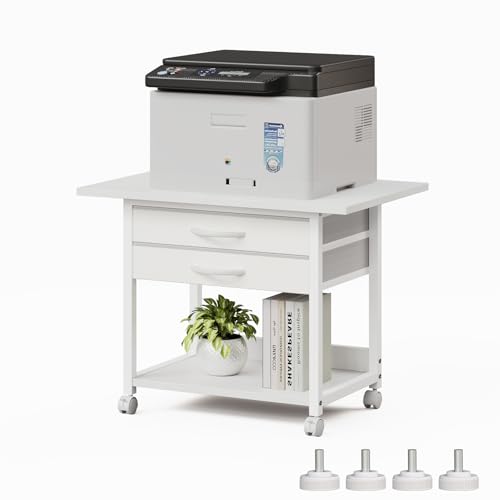 Large Printer Stand with Storage Fabric Drawer Under Desk - Image 2