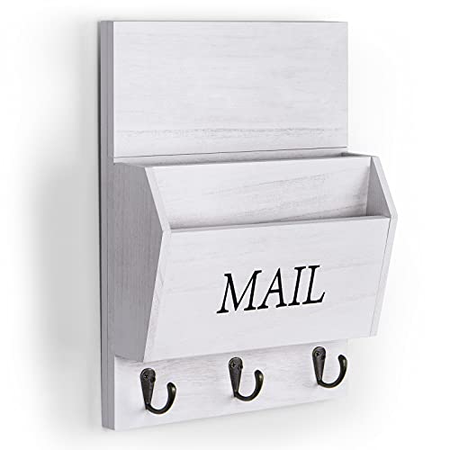 DLQuarts Solid Wood Mail Organizer with Key Holder | Home Organization - Image 7