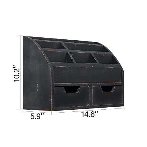 Farmhouse Gray Black Mail Organizer Countertop with Drawers - Image 3