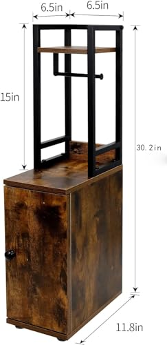 SUNTAGE Small Narrow Bathroom Storage Cabinet w/Toilet Paper Roll - Image 6