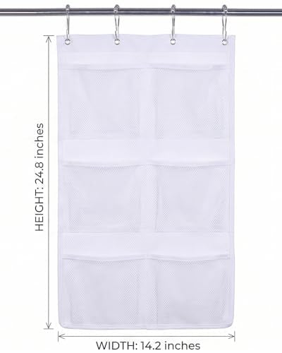 ALYER 6 Storage Pockets Hanging Mesh Shower Caddy,Space Saving - Image 3