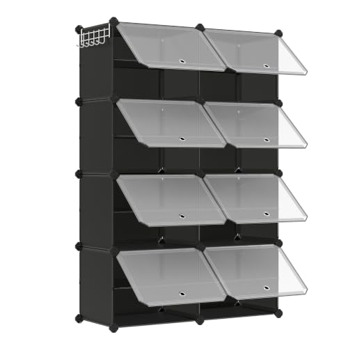 SONGMICS Shoe Rack, 8-Tier with Doors, 32-Pair Storage Cabinet - Image 2