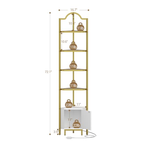 Hzuaneri 6 Tier Corner Cabinet with LED Light Corner Shelf Stand - Image 3