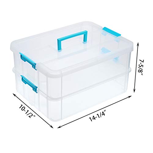 JUXYES 2-Tiers Plastic Stack Carry Storage Containers Box wih - Image 3