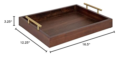 Kate and Laurel Lipton Decorative Wooden Tray with Metal Gold - Image 7