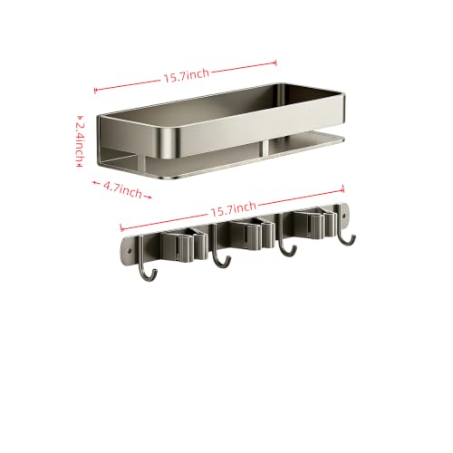 Broom Holder Wall Mount, Heavy Duty Mop Organizer with Shelf - Image 3