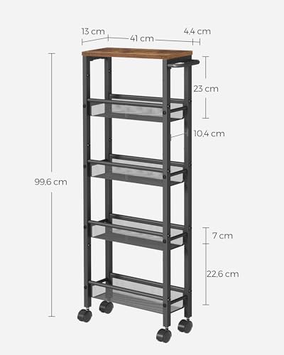 VASAGLE 5-Tier Slim Rolling Storage cart with Wheels, 5.1 Inches - Image 7