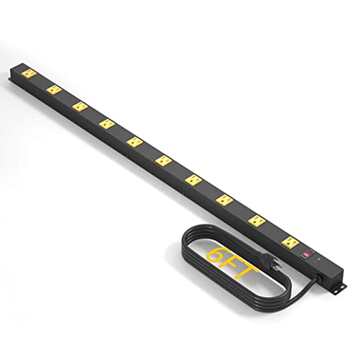 10 Outlet Long Power Strip Surge Protector, Heavy Duty Industrial - Image 2