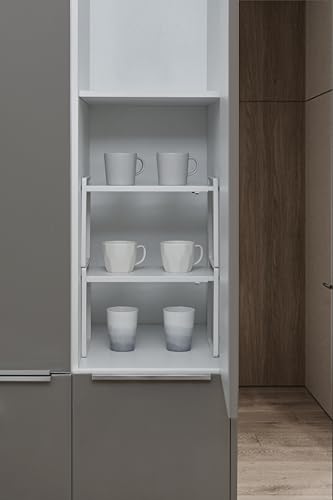 Expandable Shelf for Cabinets, Cabinet Shelf Riser, 12" White - Image 7