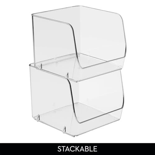 iDesign Stackable Open-Front Storage Bins, Set of 3, Clear - Image 6