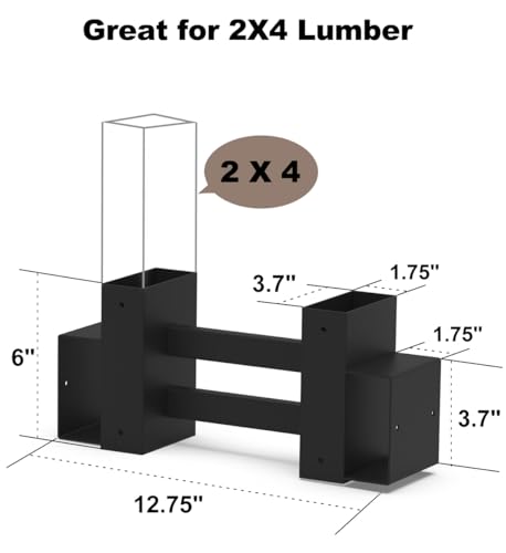 Outdoor Firewood Rack Bracket Kit for 2x4 lumber, Black, 1 Pair - Image 3