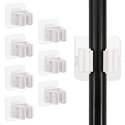 8PCS Broom Holder Wall Mount, Self Adhesive No Drilling Anti-Slip - Image 2