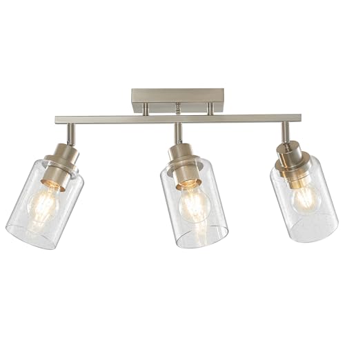 LOUSACE 3-Light Brushed Nickel Track Lighting, Modern Flush Mount - Image 2