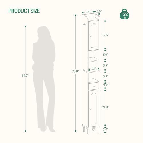 Hzuaneri Bathroom Cabinet with Shelves,Tall Bathroom - Image 3