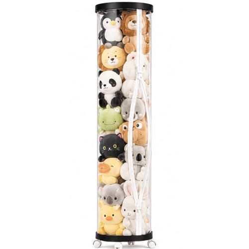 Large Stuffed Animal Storage Tube with Wheels, Tall Toy Organizer - Image 2
