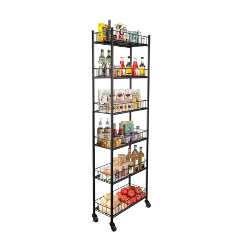 Utility Slim Storage Cart 6 Tier Narrow Metal Frame Carts - Image 2