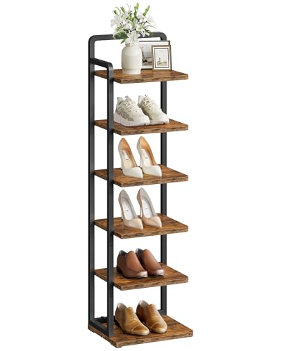 6-Tier Vertical Shoe Rack, Narrow Shoe Tower - Image 2