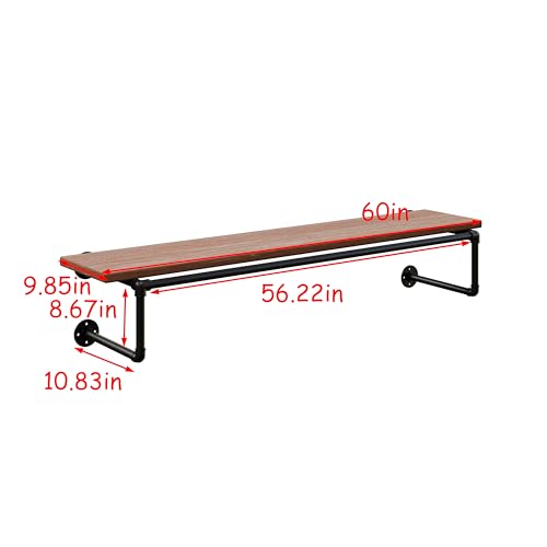 Clothes Rack 60in, Wall Mounted Garment Racks with Real - Image 3