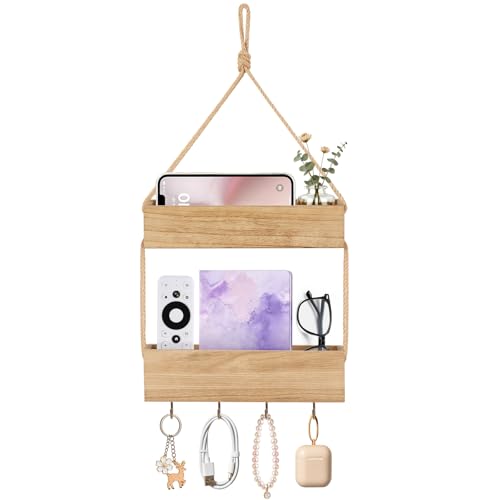 Mkono Bedside Shelf Organizer, Macrame Wall Hanging Room Decor - Image 2