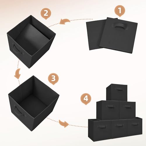 Storage Cubes, 11 Inch 6 Pack Collapsible Fabric Shelf Bins - Image 7