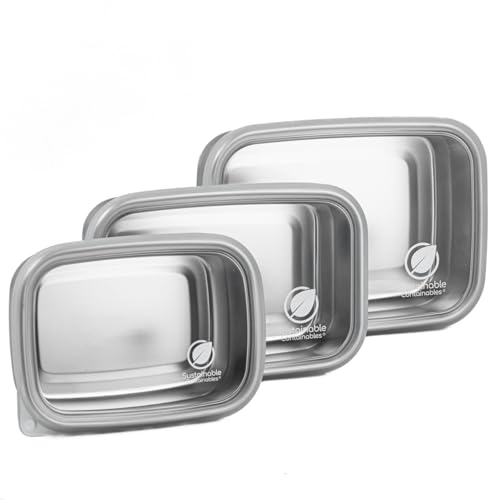Stainless Steel Food Storage Containers with Clear Platinum - Image 8