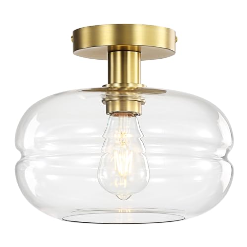 Semi Flush Mount Ceiling Light Fixture, 10-1/2 Inch Clear Glass - Image 2